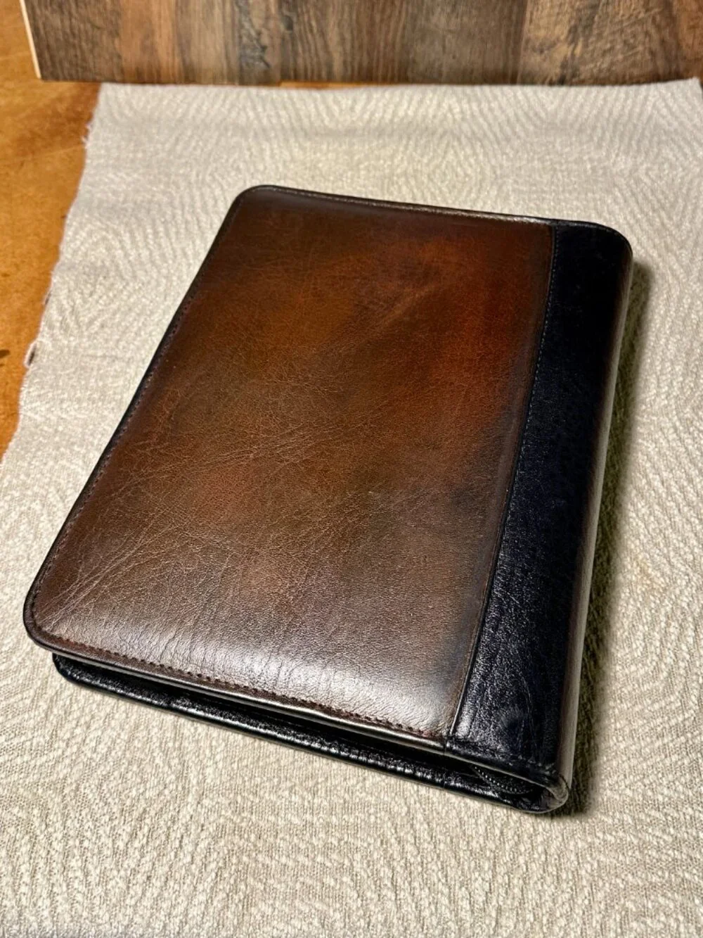 Franklin Covey Classic Leather Planner Binder Organizer Black Brown Made in USA